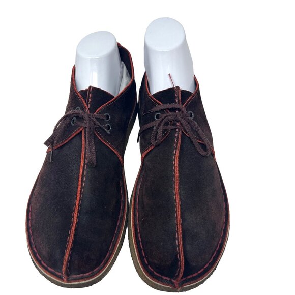 Clark’s Desert Trek Chukka Brown Red  Center Seam Suede Leather Gum Sole Size 12 - Picture 2 of 11